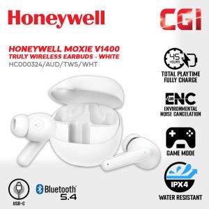 Honeywell Moxie V1400 Truly Wireless Earbuds (White) - HC000324/AUD/TWS/WHT
