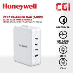 Honeywell Zest Charger GAN 140W Ultra-Fast Wall Charger (White) - HC000050/CHG/GAN/WHT/140W