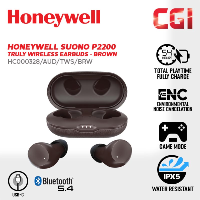 Honeywell Suono P2200 Truly Wireless Earbuds (Brown) - HC000328/AUD/TWS/BRW