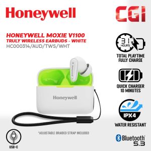 Honeywell Moxie V1100 Truly Wireless Earbuds - [HC000313/AUD/TWS/BLK] / [HC000314/AUD/TWS/WHT]