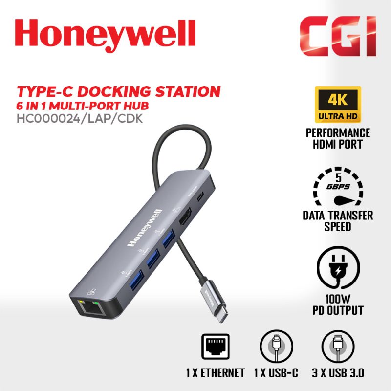 Honeywell Type-C Docking Station - 6 in 1 - HC000024/LAP/CDK