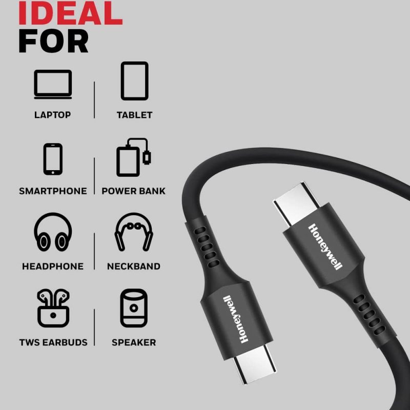 bef64053e45a15a5848b84d3668caf06.jpeg Honeywell Type-C to Type-C Cable 1.8 Meter (Black) - HC000047/CBL/SLC/1.8M/BLK