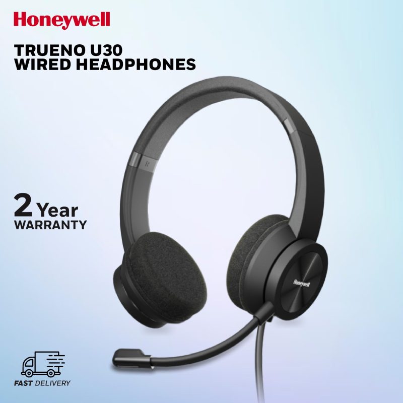 Honeywell Trueno U30 Wired Headphones BLK - HC000602/AUD/WHP/BLK/USB