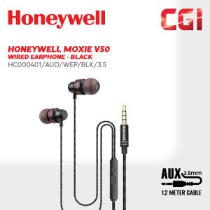 Honeywell Moxie V50 Wired Earphone (Black) - HC000401/AUD/WEP/BLK/3.5