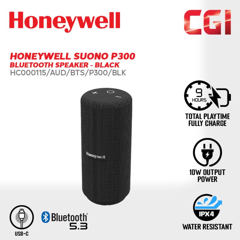 Honeywell Suono P300 Bluetooth Speaker (Black) - HC000115/AUD/BTS/P300/BLK