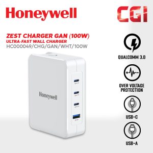 Honeywell Zest Charger GAN 100W Ultra-Fast Wall Charger (White) -  HC000049/CHG/GAN/WHT/100W
