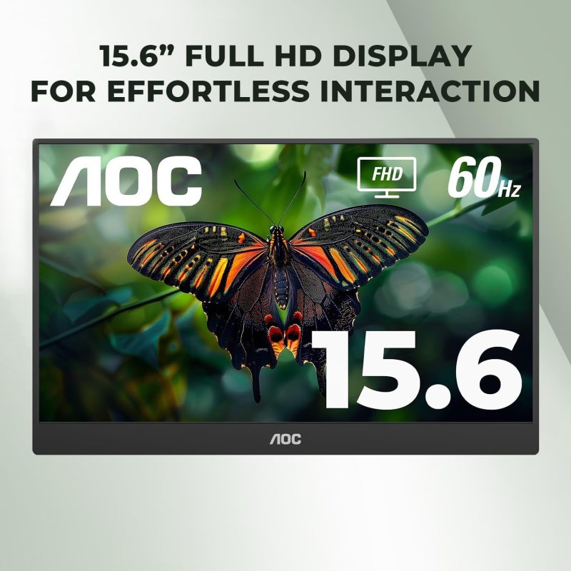 AOC 15.6" 16T20 IPS FHD 60Hz Build-In Speaker USB-C Smart Cover Portable Monitor