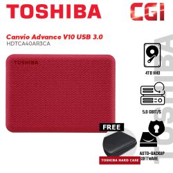 Toshiba 4TB HDTCA40AR3CA Canvio Advance V10 USB 3.0 Portable Hard Drive - Red