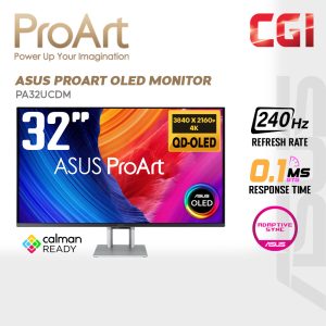 Asus 31.5" Proart PA32UCDM QD-OLED 4K UKD HDR10 ∆E < 1 Adaptive Sync 240Hz 0.1ms 1000Nits Thunderbolt 4 Speaker Ultraslim Display Monitor