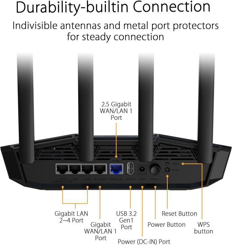 Asus TUF Gaming BE3600 Dual Band WiFi 7 3600 Mbps 4K-QAM AiMesh Gaming Router