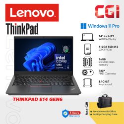 270ccb7554ab332692f7fc3b67f83327-1.jpeg Lenovo 14" Thinkpad E14 Gen 6 ULT5 125U 16GB DDR5 512GB Win11Pro WUXGA IPS with Office 3Y Onsite