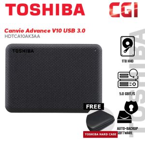 Toshiba 1TB HDTCA10AK3AA Canvio Advance V10 USB 3.0 Portable Hard Drive - Black