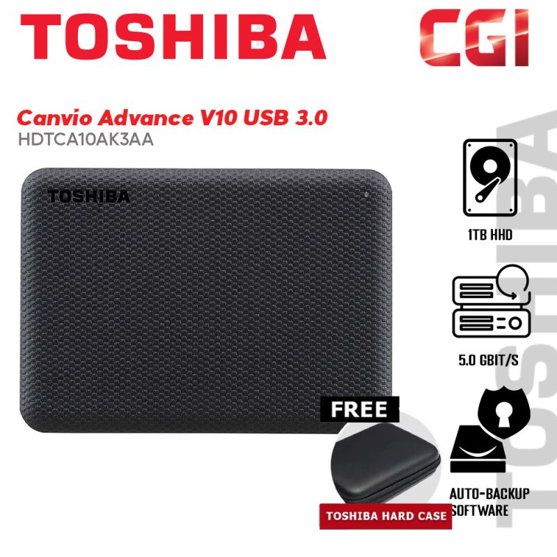 Toshiba 1TB HDTCA10AK3AA Canvio Advance V10 USB 3.0 Portable Hard Drive - Black