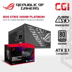 Asus ROG Strix 1000W Platinum ATX 3.1 GaN MOSFET PCie 5.0 Ready Intellegence Stabilizer Power Supply PSU