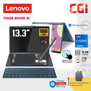 Lenovo 13.3" YogaBook 9i Intel i7-1355U  16GB 1TB 2.8K OLED Touch HDR500 Dual Screen W11P With Office