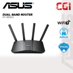 Asus WiFi 7 RT-BE82U Dual Band 6500 Mbps 4k-QAM MLO Aimesh AiProtection Parental Control Extendable Router