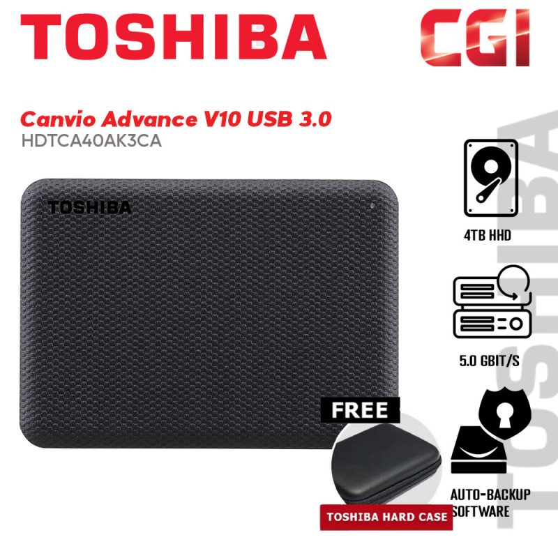 Toshiba 4TB HDTCA40AK3CA Canvio Advance V10 USB 3.0 Portable Hard Drive -Black