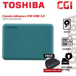 Toshiba 2TB HDTCA20AG3AA Canvio Advance V10 USB 3.0 Portable Hard Drive - Green