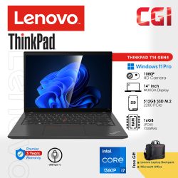 Lenovo 14" Thinkpad T14 Gen 4 i7-1360P MX550 16GB LPD5X 512GB W11P WUXGA IPS With Office 3Y Onsite