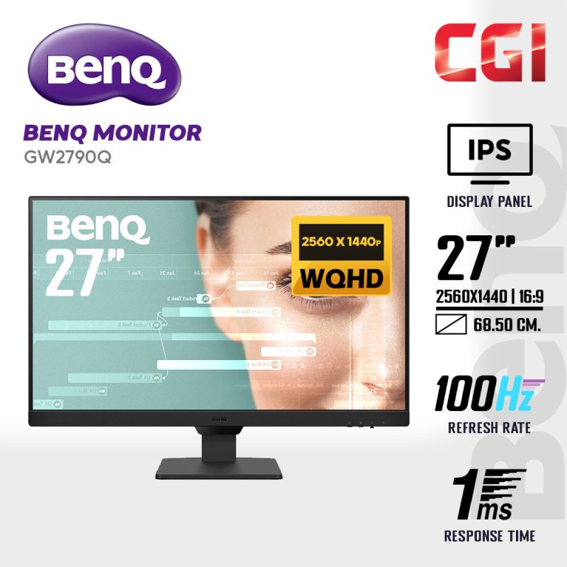 BenQ 27" GW2790Q IPS QHD 100Hz 1ms Speaker Eye Care Slim Bezel Home Office Monitor