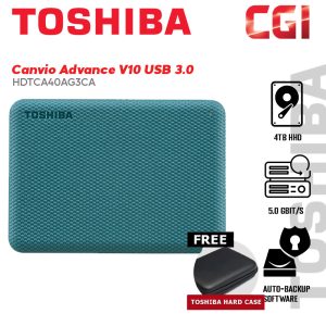 Toshiba 4TB HDTCA40AG3CA Canvio Advance V10 USB 3.0 Portable Hard Drive -Green