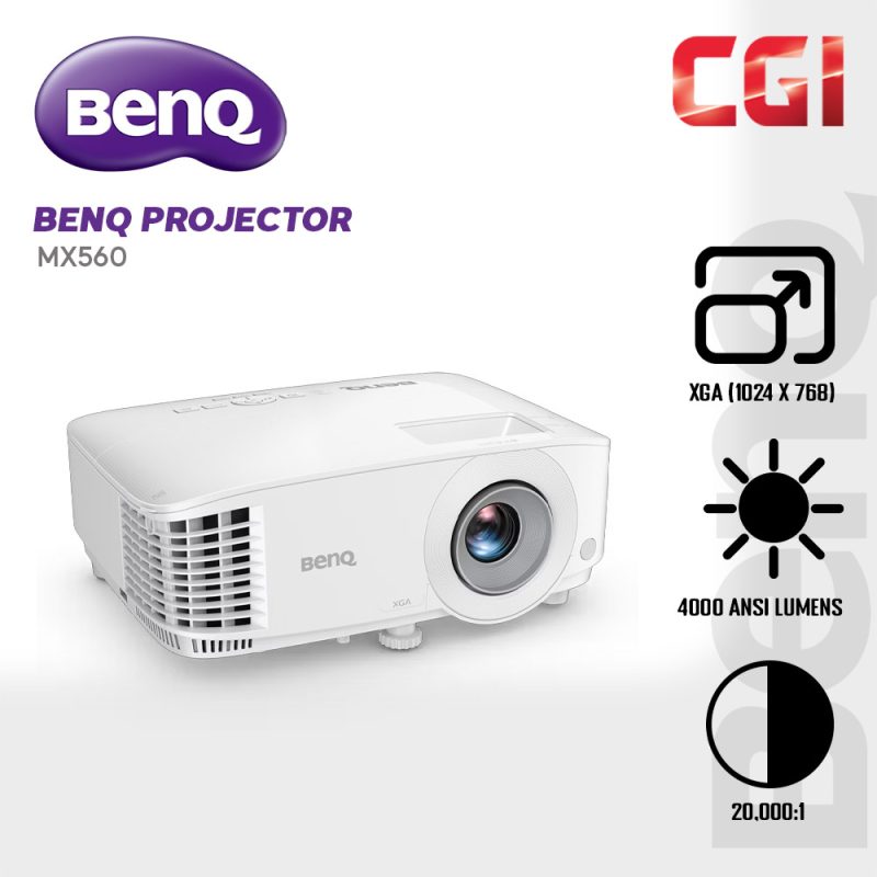 BenQ MX560 XGA 4000 ANSI Lumens 20,000:1 High Contrast Smart Eco Mode Business Projector