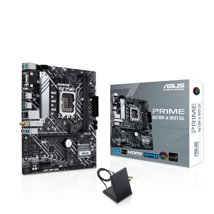 Asus Prime H610M-F-WIFI-D4 DDR4 PCie 4.0 WiFi 6 LGA 1700 Micro-ATX Motherboard