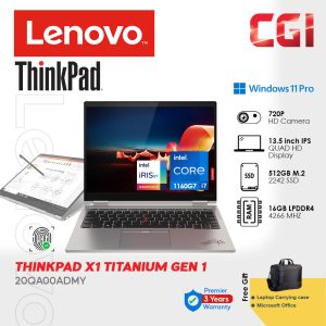 Lenovo ThinkPad X1 Titanium Yoga Gen 1 i7-1160G7|13"5 2K Touch|16GB LPDDR4x-4266|512GB|W11P Laptop - 20QA00ADMY