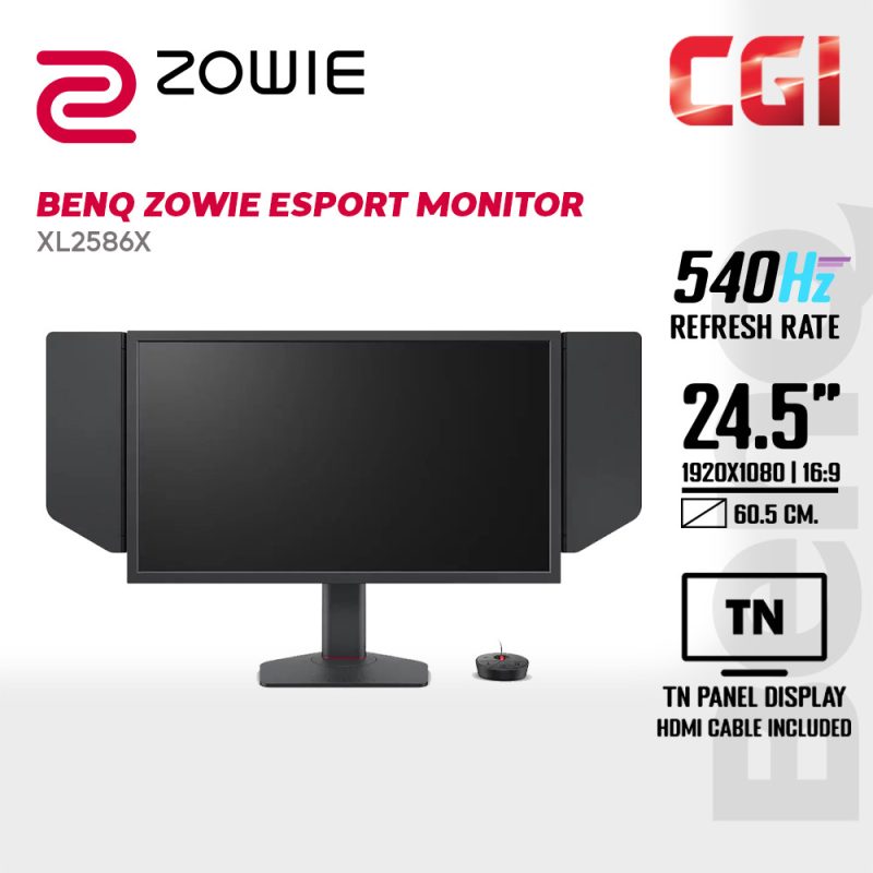 BenQ 24.1" Zowie XL2586X Fast TN FHD 540Hz 0.5ms DyAc+2 S-Switch Shielding Hood Height Adjustable Gaming Monitor