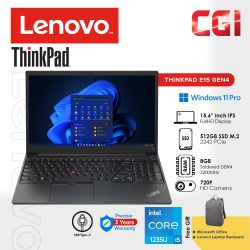 Lenovo 15.6" ThinkPad E15 Gen 4 i5-1235U 8GB RAM 512GB SSD Windows 11 Pro With Office 3Y Onsite - 21E600F1MY