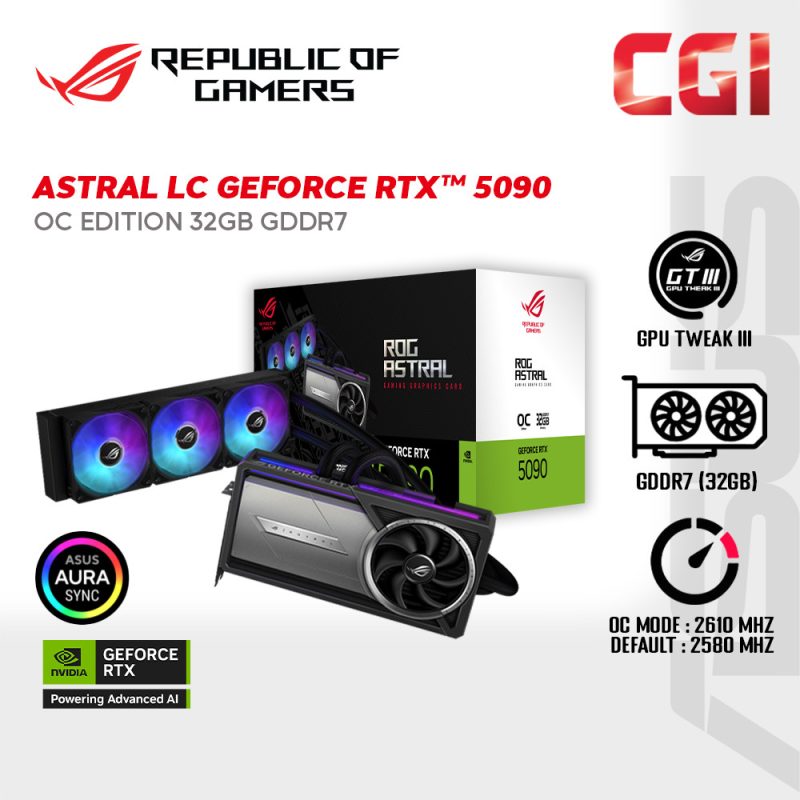 Asus ROG Astral LC GeForce RTX 5090 32GB GDDR7 OC Edition Graphic Card - ROG-ASTRAL-LC-RTX5090-O32G-GAMING