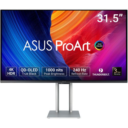 Asus 31.5" Proart PA32UCDM QD-OLED 4K UKD HDR10 ∆E < 1 Adaptive Sync 240Hz 0.1ms 1000Nits Thunderbolt 4 Speaker Ultraslim Display Monitor