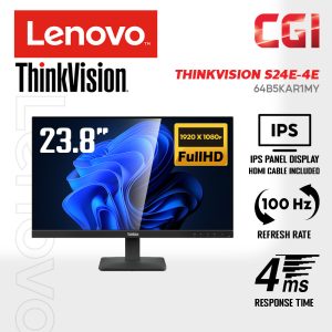 Lenovo 23.8" Thinkvision S24-4E IPS FHD 100Hz 3ms 99% sRGB 3-Side NearEdgeless Monitor - 64B5KAR1MY
