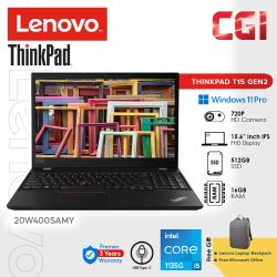 Lenovo 15.6" Thinkpad T15 Gen 2 i5-1135G7 16GB 512GB FHD IPS W11P DG With Office 3Y Onsite - 20W400SAMY