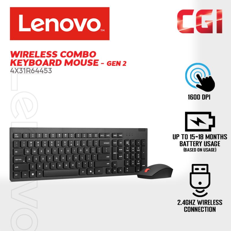 Lenovo Essential Wireless Combo Keyboard & Mouse Gen 2 - 4X31R64453