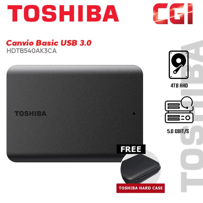 Toshiba 4TB HDTB540AK3CA Canvio Basic A5 USB 3.0 Portable Hard Drive - Black