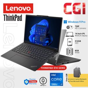 Lenovo 14" ThinkPad E14 Gen 5 Laptop i7-1355U 8GB RAM 512GB SSD WUXGA IPS W10P/W11P 3YOnsite with Office