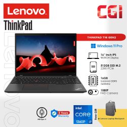 Lenovo 16" Thinkpad T16 Gen 2 i7-1360P 16GB DDR5 512GB WUXGA IPS Win11Pro 3Y Warranty - 21HH005WMY