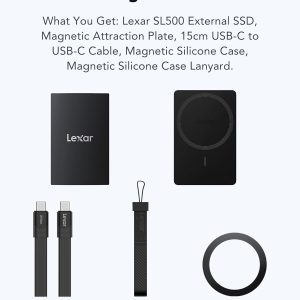 Lexar SL500 2TB Portable SSD 2000MB/s with Magnetic Set (Magsafe Compatible) - LSL500M002T-RNBNG