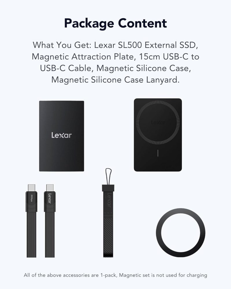 Lexar SL500 2TB Portable SSD 2000MB/s with Magnetic Set (Magsafe Compatible) - LSL500M002T-RNBNG