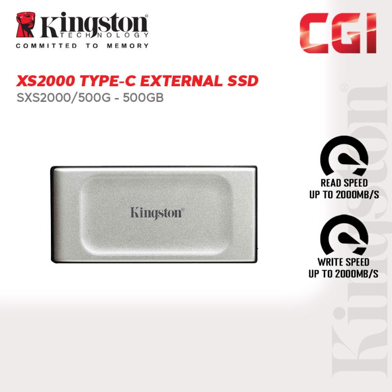 Kingston XS2000 USB 3.2 Gen 2 Pocket Sized Portable External SSD (SXS2000/500G)