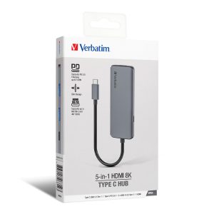 09ab45c9b534c9885cce40b729c3071a.jpeg Verbatim 66812 5-in-1 USB & 8K HDMI Hub with 100W PD 3.0 Charging - Grey