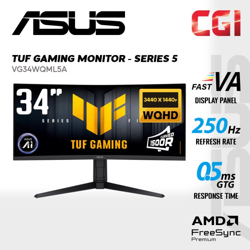 09adf8cc7b8ecef59d7747b40fe7e61d.jpeg Asus 34" TUF Gaming VG34WQML5A Fast VA WQHD DisplayHDR™ 400 Freesync 250Hz 0.5ms Built-In Speaker Curved Gaming Monitor