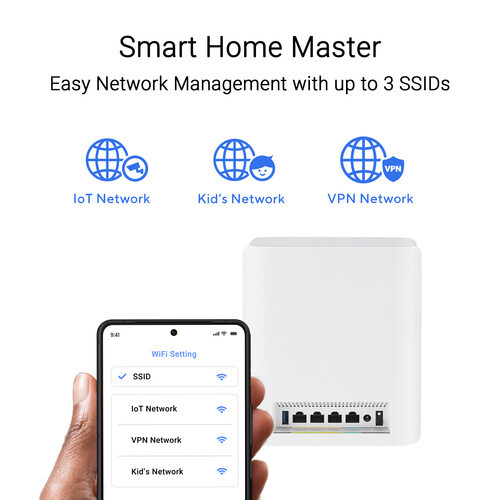 Asus ZenWiFi BT8 Tri-Band WiFi 7 6 GHz 14 Gbps 5900 sq.ft Parental Control Smart Aimesh Extendable Router (2PK in White)