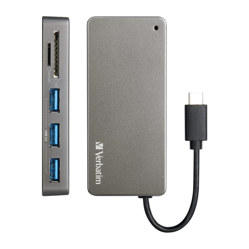 1e5692017c50d0c3f77262762c70dcc6.jpeg Verbatim 65679 5-in-1 USB-C 3.1 & Card Reader Hub - Grey