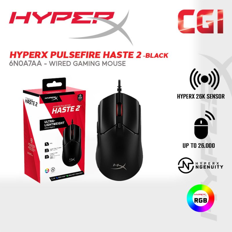 HyperX Pulsefire Haste 2 Ultra-lightweight Wired Gaming Mouse - Black (6N0A7AA)