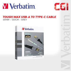 24fcff0fc5d9f5c8d5ac117d0011da22.jpeg Verbatim 65989 120cm Tough Max E-Marker Kevlar USB to Type-C Cable - Grey