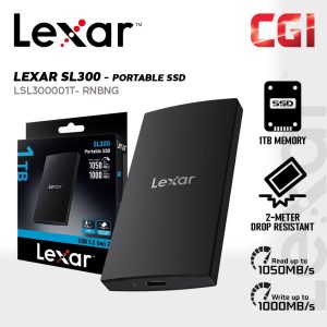 Lexar SL300 1TB 1000MB/s USB 3.2 Sleek and Slim Portable SSD - LSL300001T-RNBNG