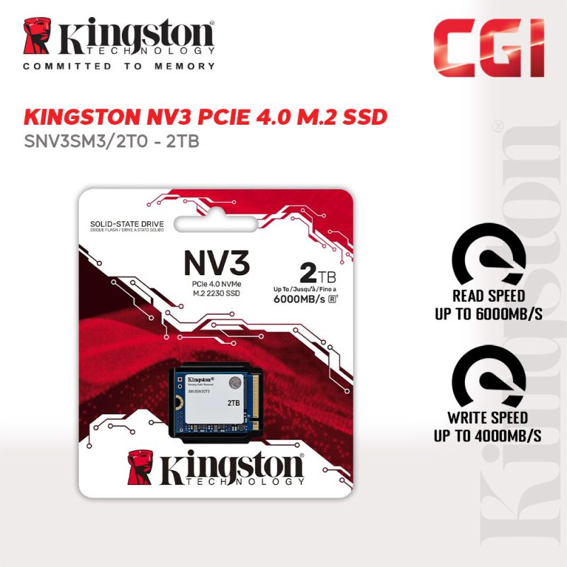 Kingston 2000G M.2.2230 NV3 PCIe 4.0 NVMe SSD - SNV3SM3/2T0