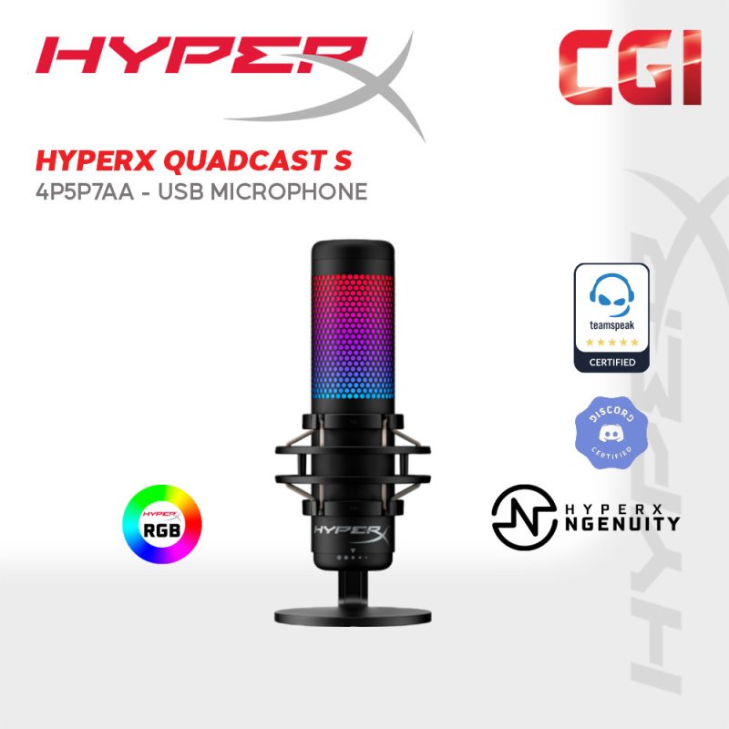 HyperX QuadCast S RGB Lighting USB Condenser Gaming & Streaming Microphone For PC, PS4, Mac (HMIQ1S-XX-RG/G)
